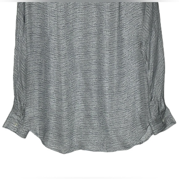 Vince Silk Gray Cable Knit Patterned Off-Shoulder Pullover Blouse with V-Neck, M - Picture 8 of 12